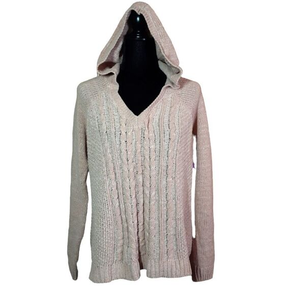 SO Tunic Hoodie Soft Cable Knit Dusty Rose Stretchy sz XL NWOT - Picture 12 of 12